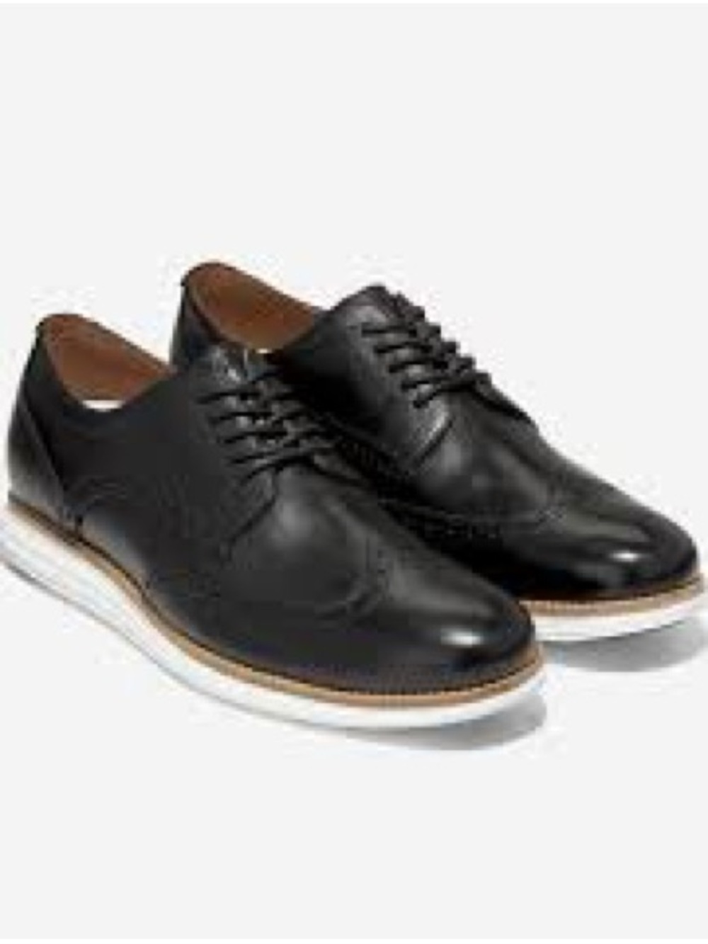 Men's Black Leather Wingtip Derby with White Contrast Sole